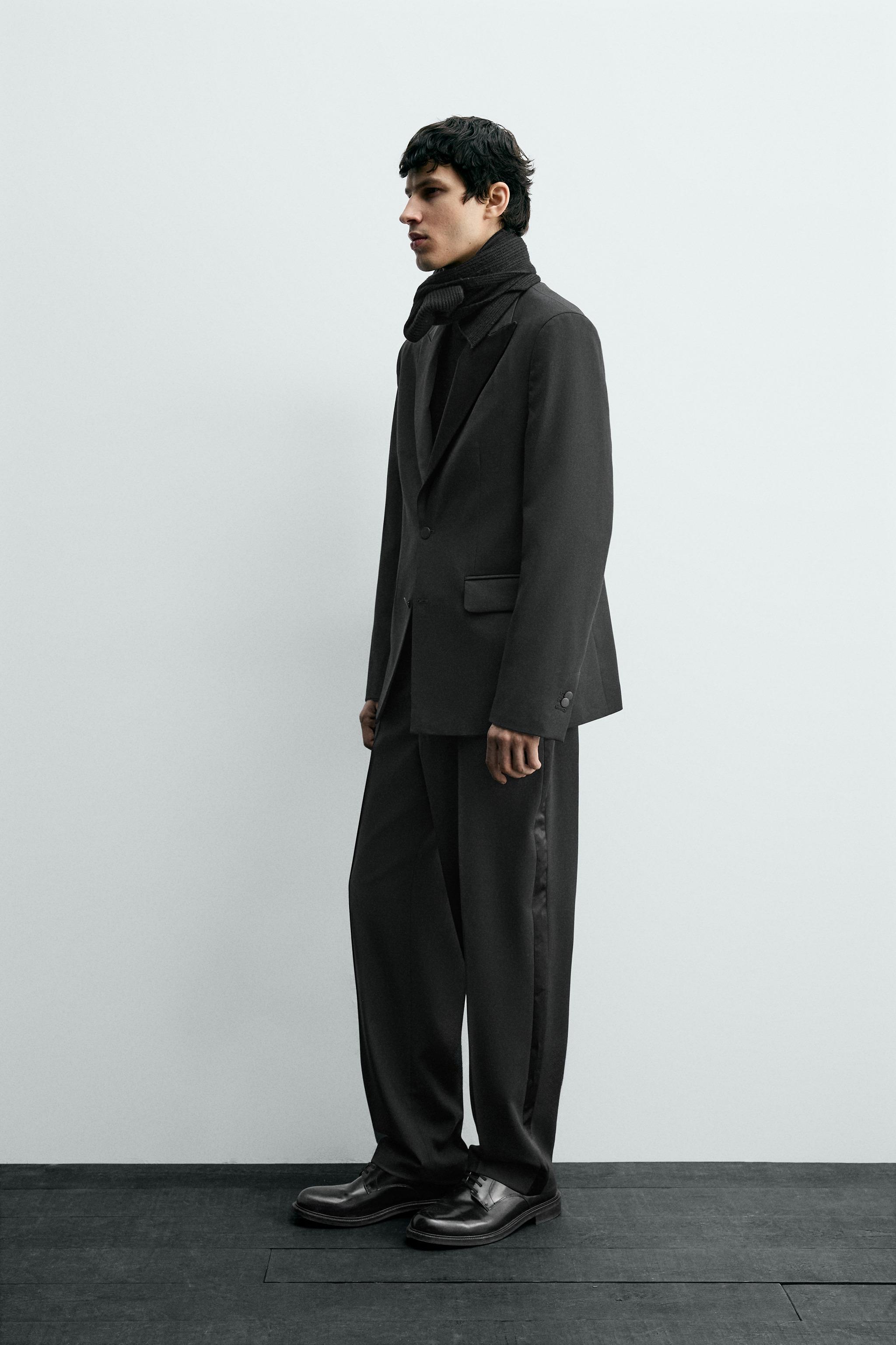 WOOL TUXEDO SUIT PANTS
